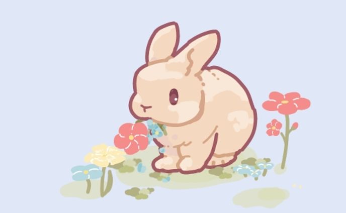 お花畑とうさぎ
