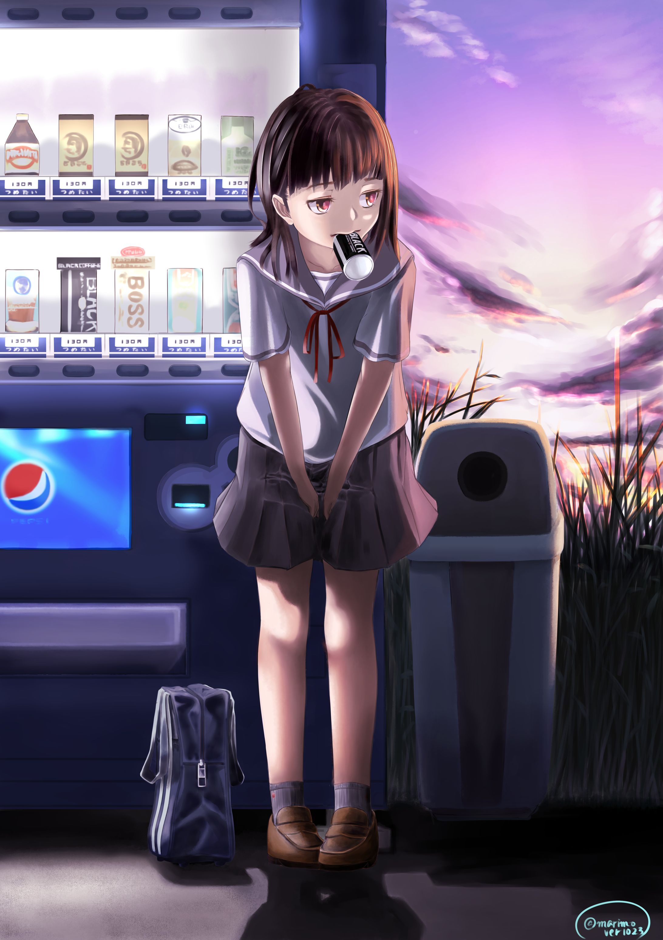 夕暮れの女の子。-1