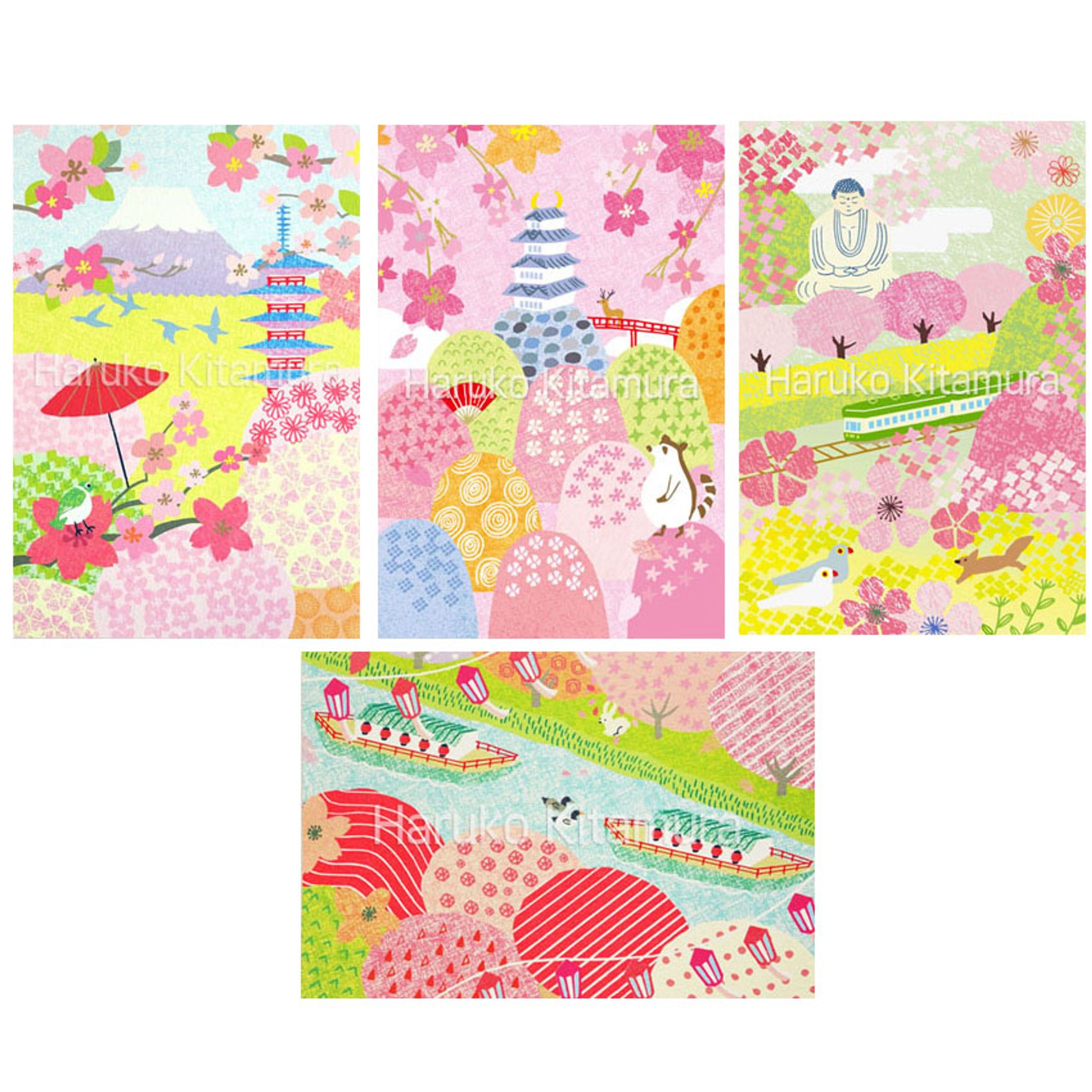 【Work】桜イラストポストカード(学研ステイフル)-1