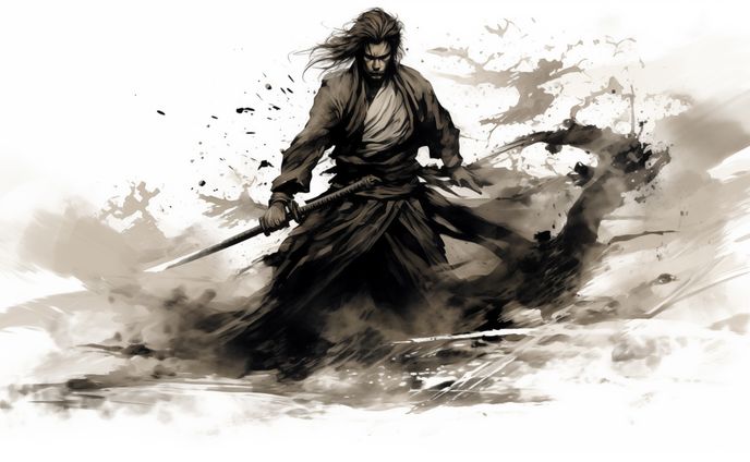 illustration_墨絵_侍