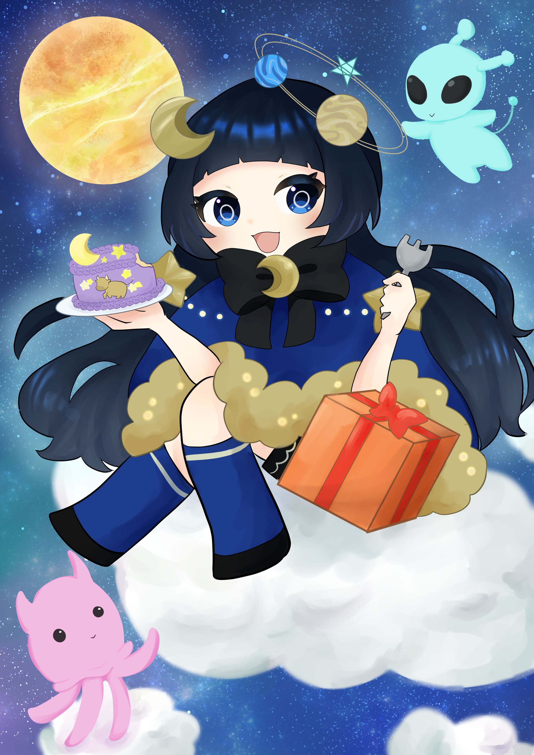 つきしま様 誕生日イラスト-1