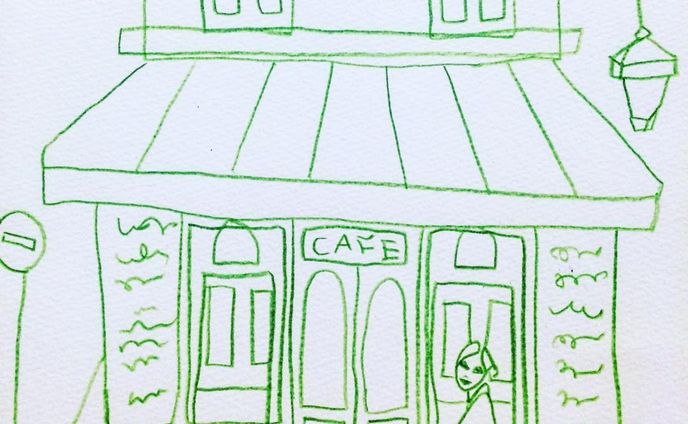 #cafe #line #art #illustration #green #paris #coffee #architecture #illustrator #カフェ #アート #イラスト #コーヒー #イラストレーター #パリ #建物 #建築