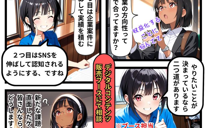 デジタルコンテンツ販売ブースにて相談