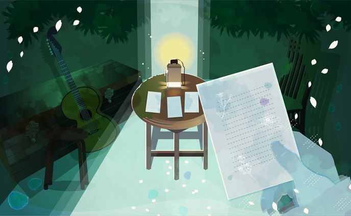 泊まれる演劇「雨と花束」ファンアート