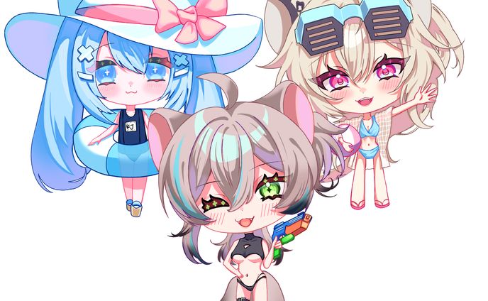 【お仕事】めるコネ！ねこ組水着グッズデザイン