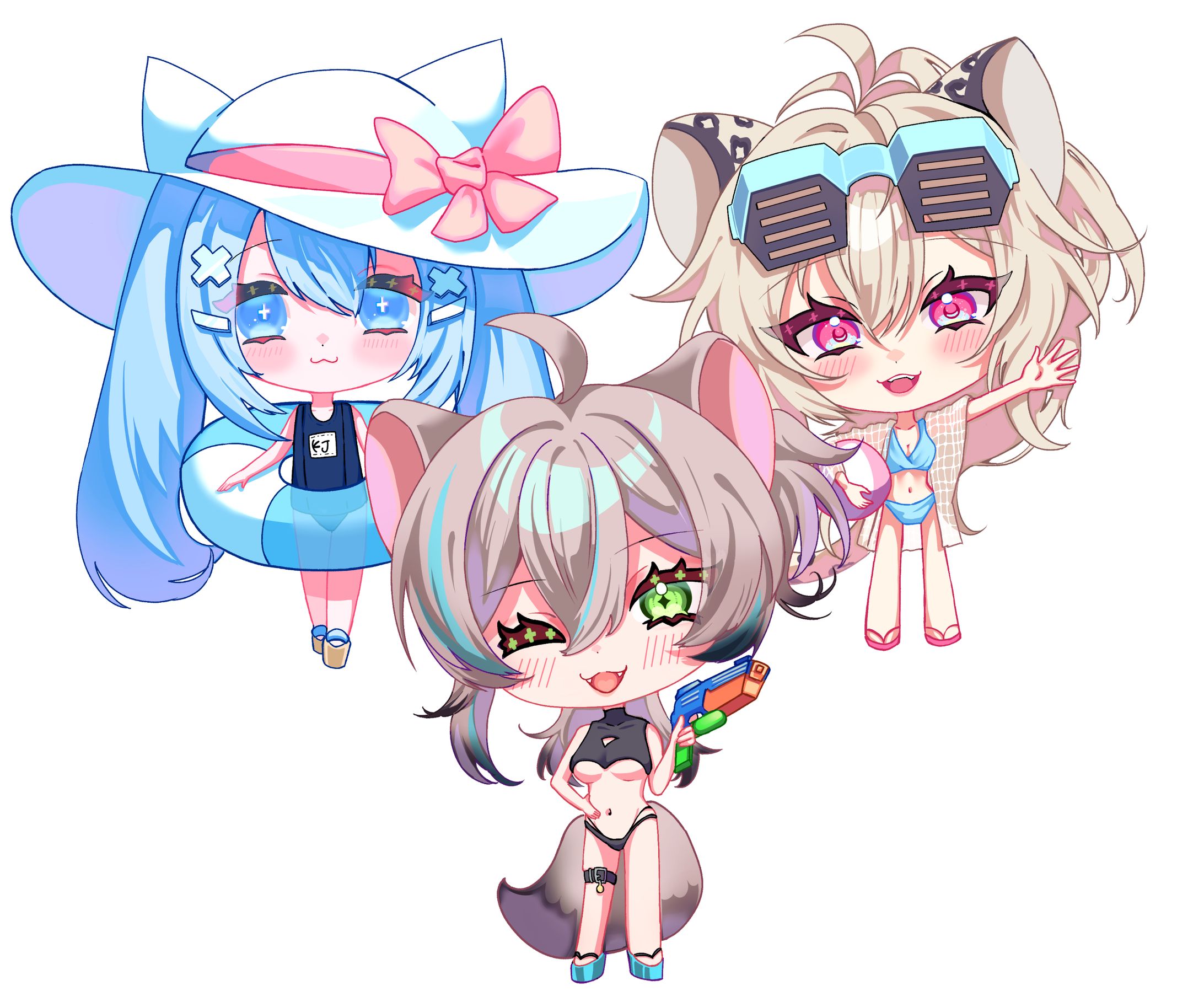 【お仕事】めるコネ！ねこ組水着グッズデザイン-1