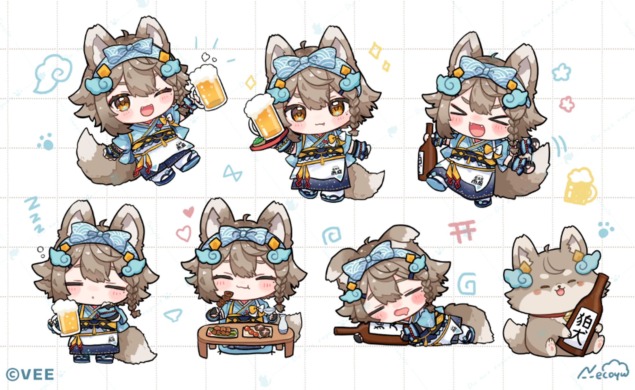 Sony Music「VEE」「居酒屋雨庭」デフォルメイラスト・衣装デザイン-1