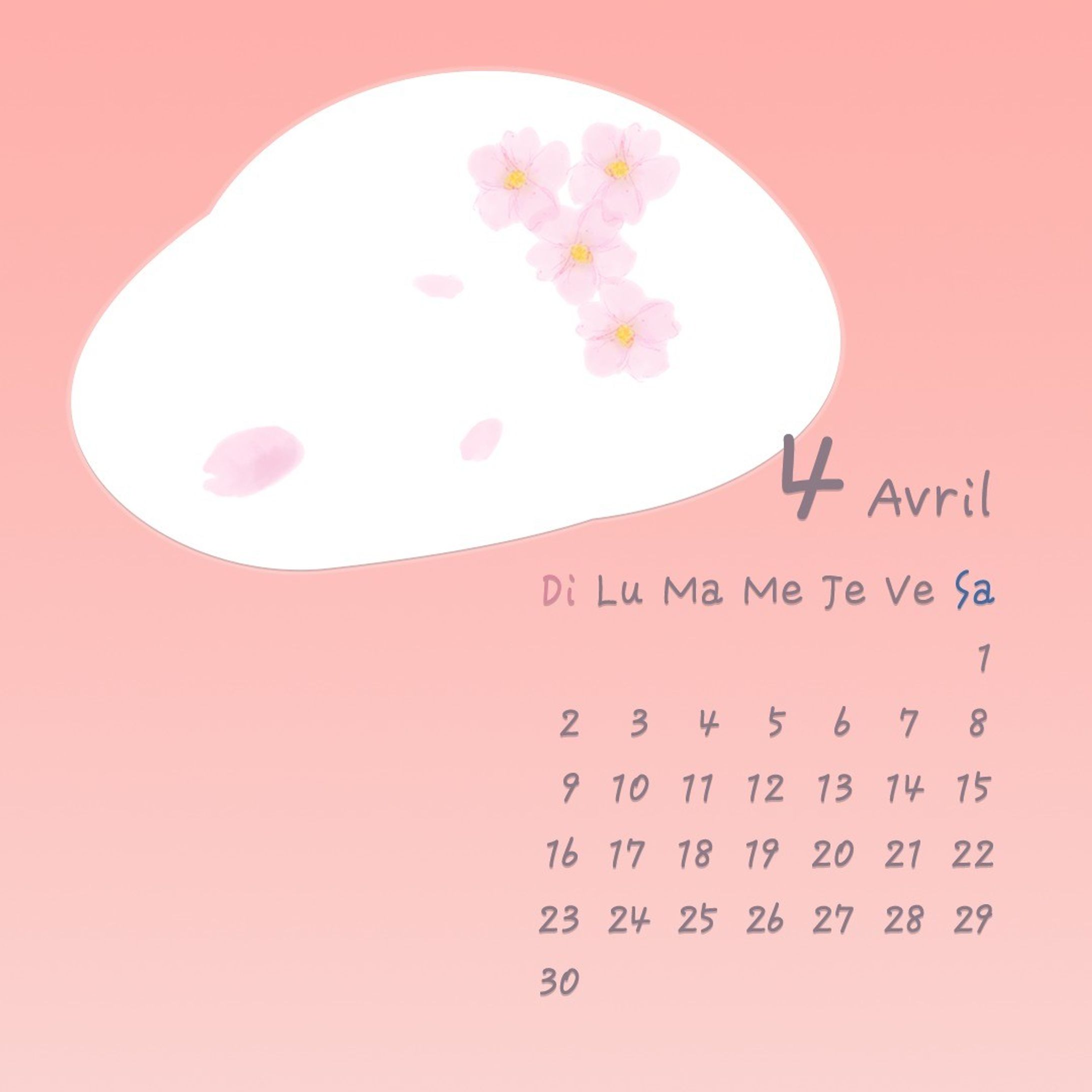 2023年4月のカレンダー French-1