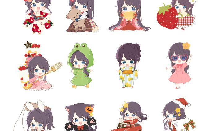 アクリル絵の具、セミオーダーイラスト