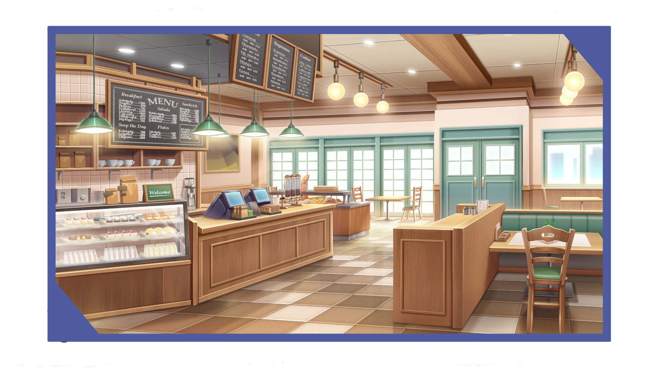 2D背景イラスト 喫茶店-1