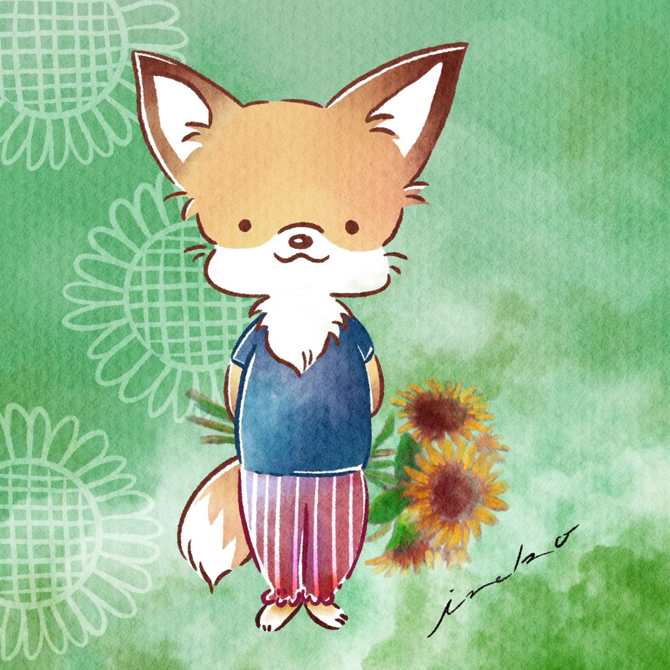 夏を楽しむ動物たち　きつね-1