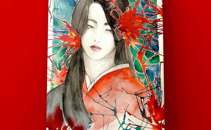 現在申請のためのポートフォリオ作成中です✏️
#art #artwork #japan #kimono #lady  #red #着物 #アート  #顔彩