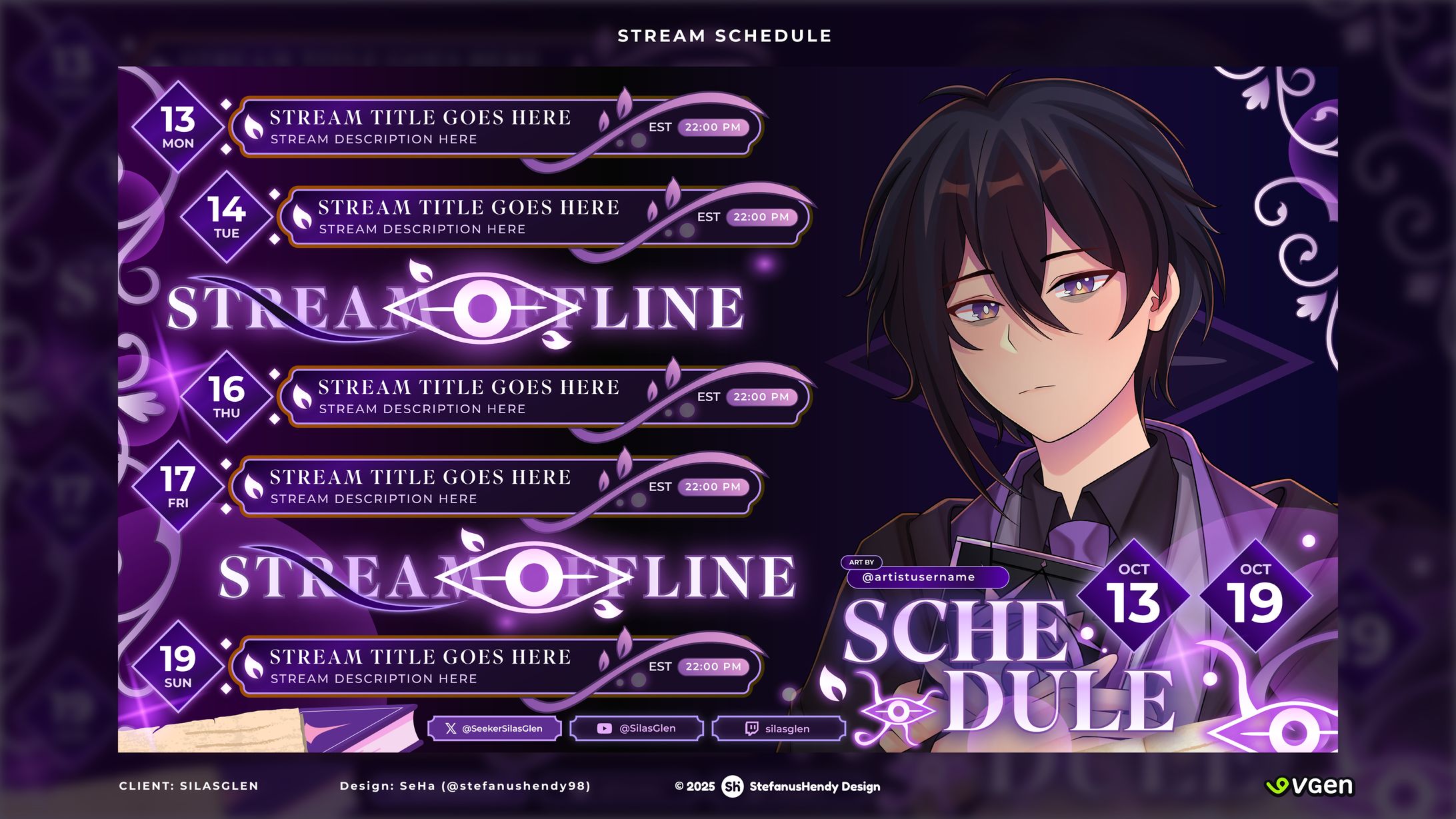 Silas Glen Stream Schedule-1