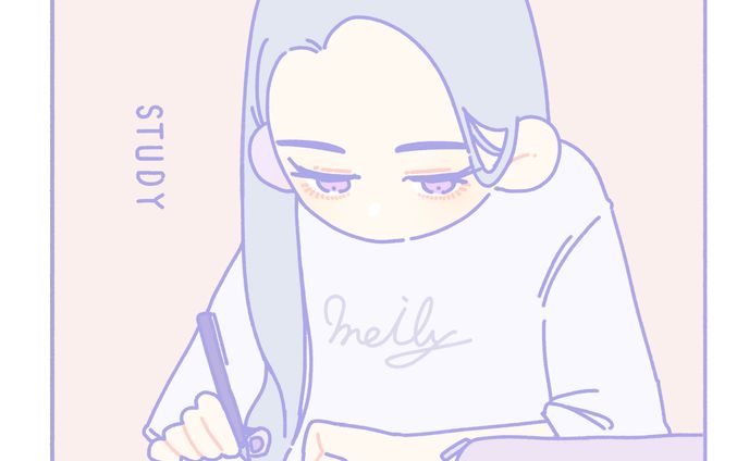 彼女は夏休みの課題中