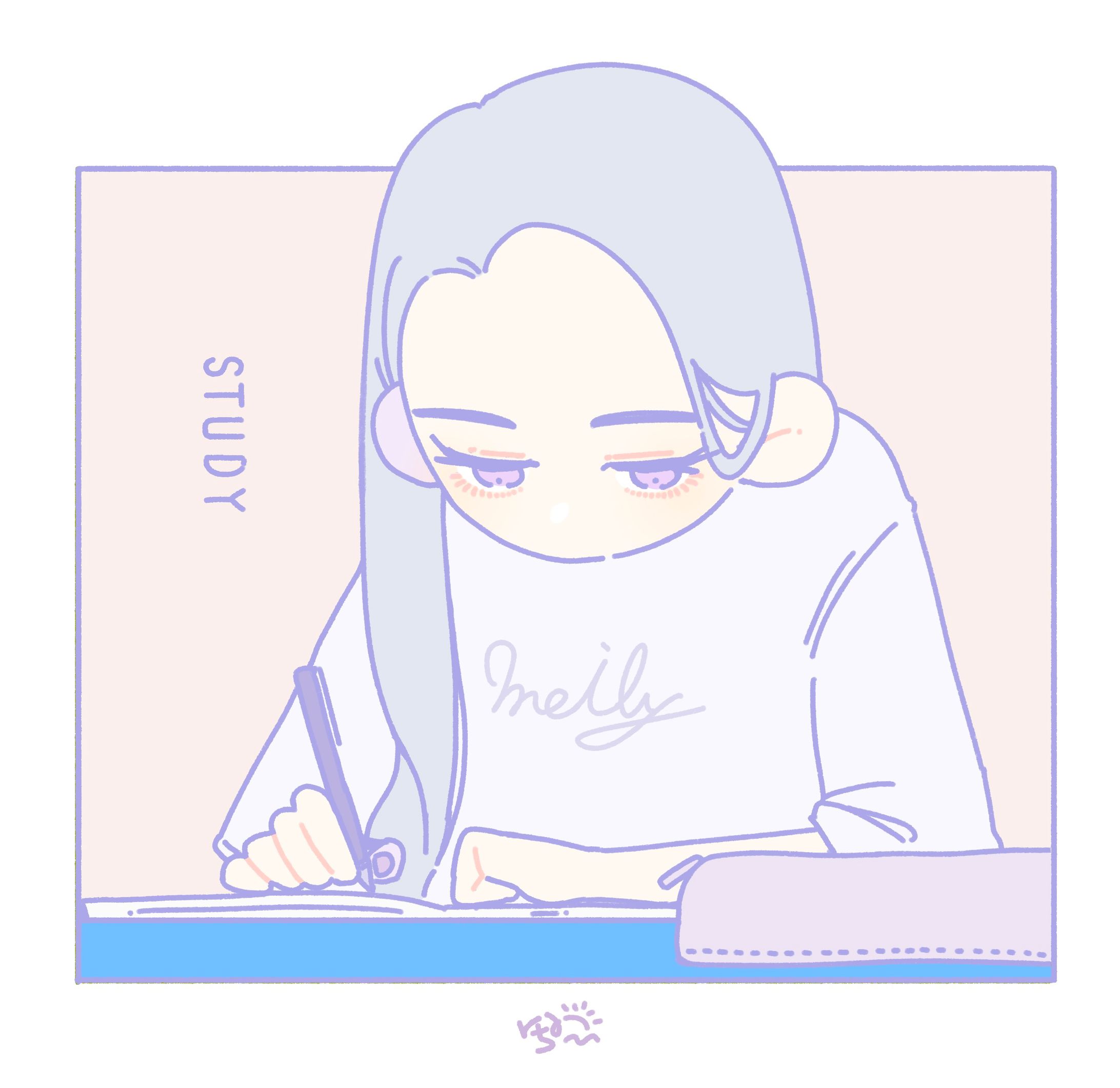 彼女は夏休みの課題中-1