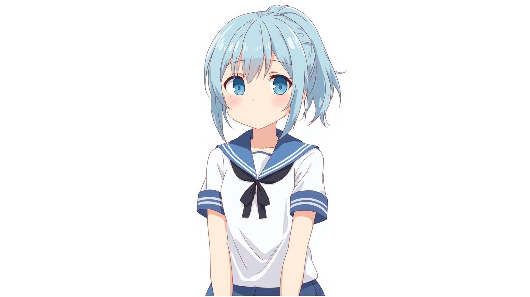 水色の髪の女子高生-1