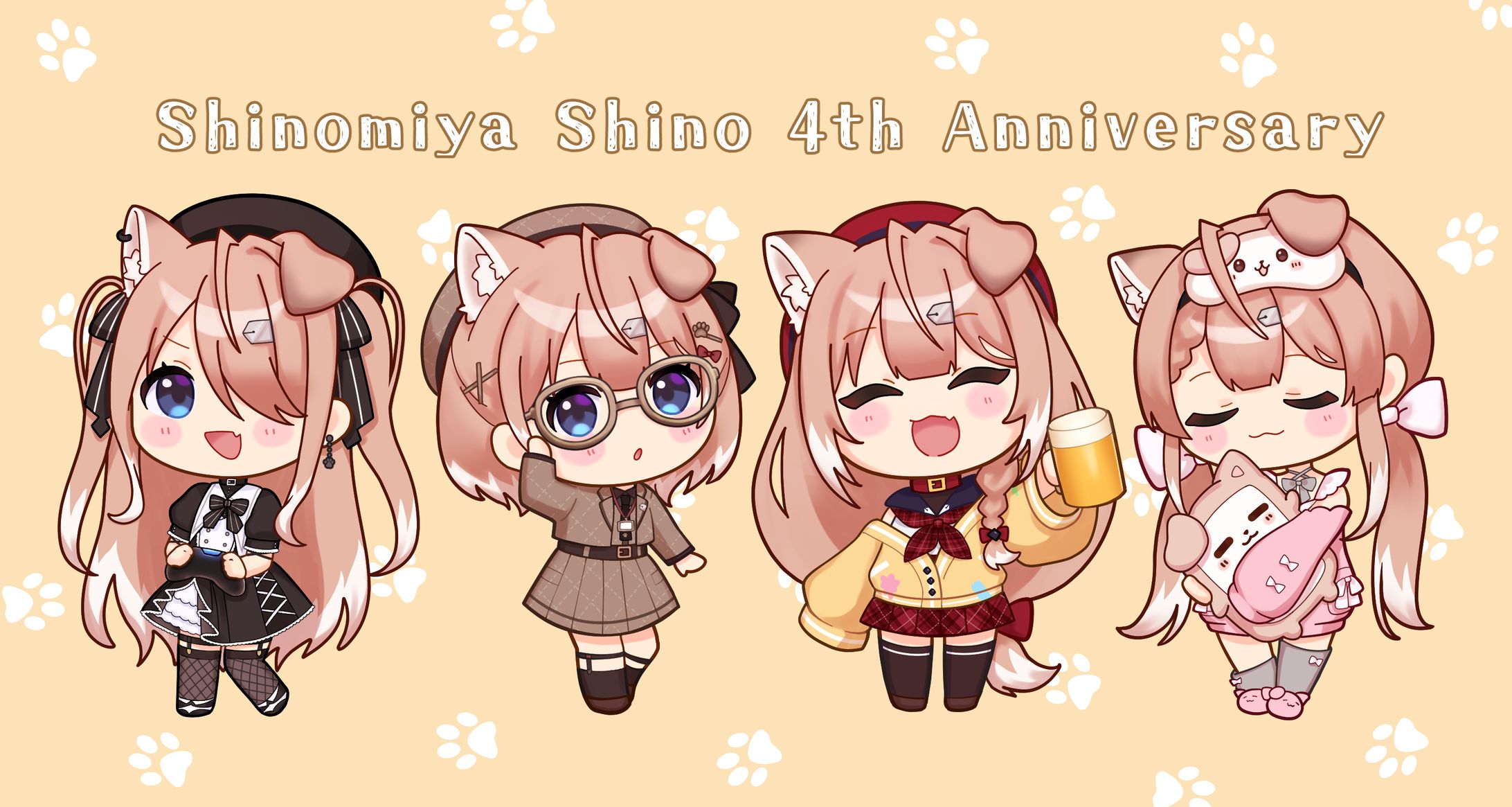 【FA】四ノ宮しの活動４周年記念SDイラスト-1