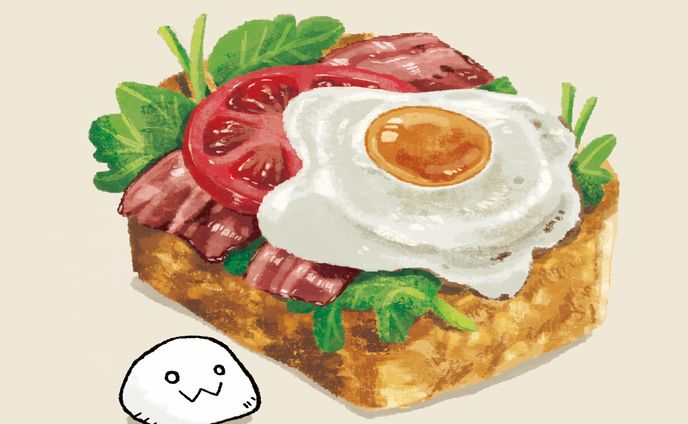 目玉焼きと野菜たくさんトースト