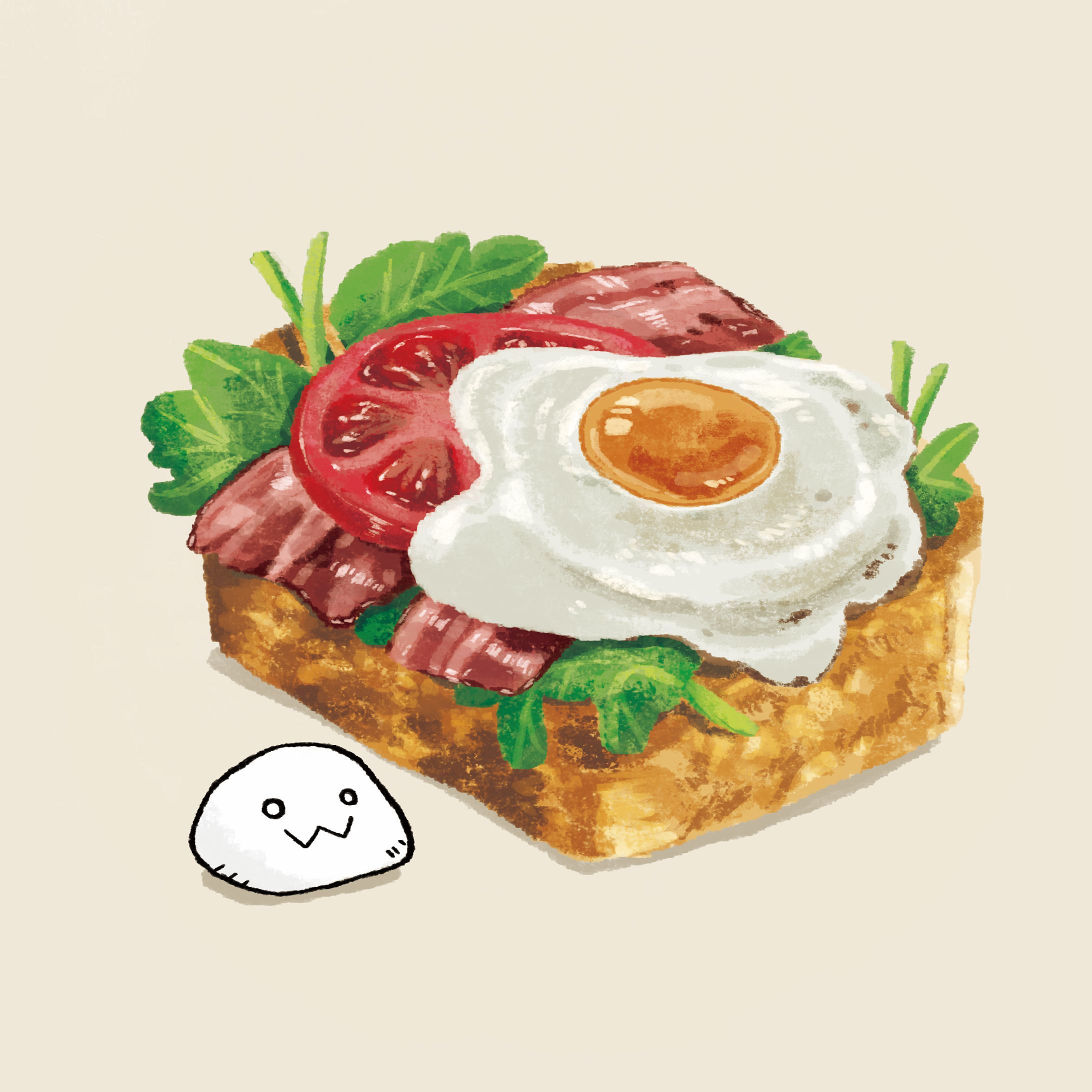 目玉焼きと野菜たくさんトースト-1