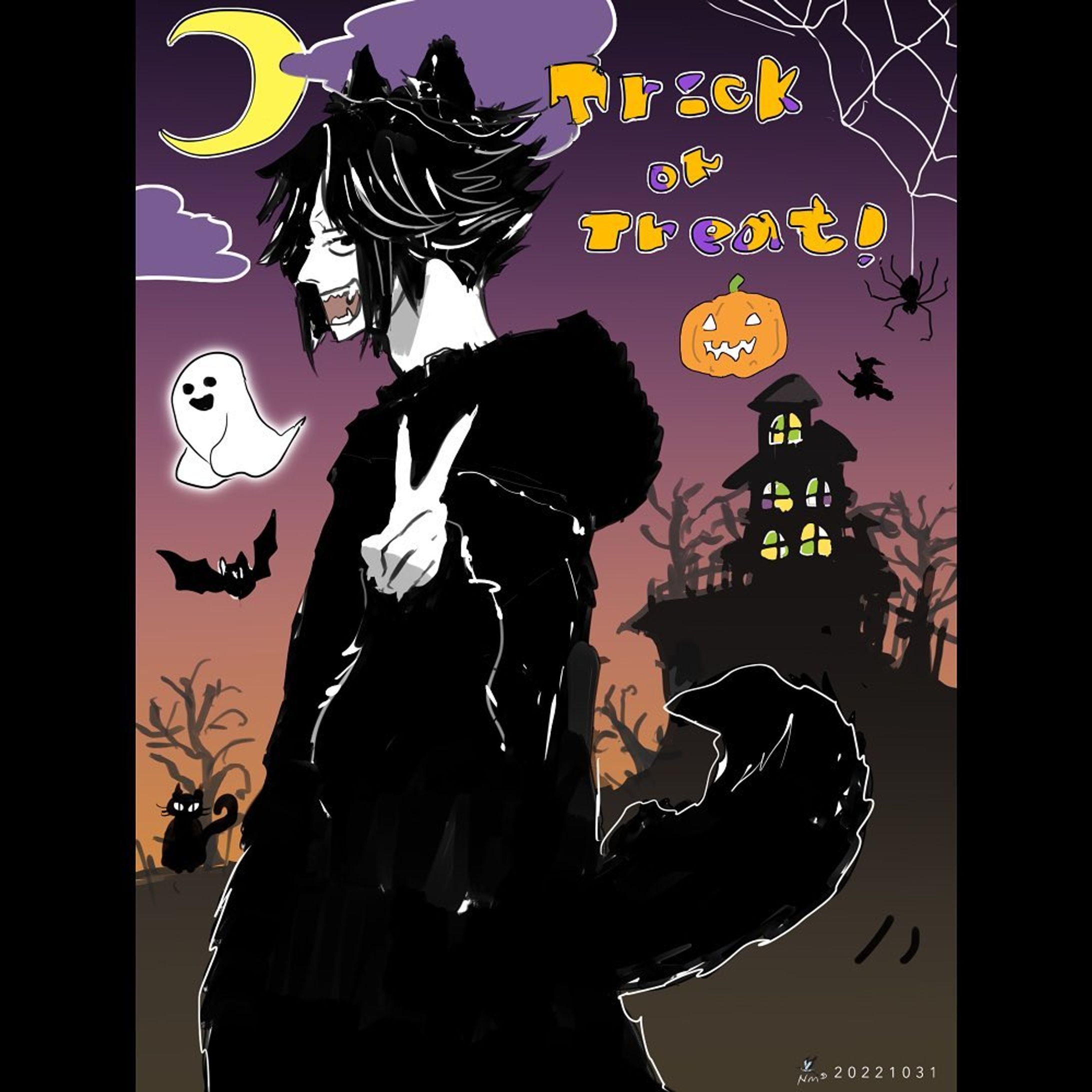 ハロウィン！🐺🍭🌙

#絵 #イラスト #漫画絵 #創作イラスト #オリジナルイラスト #落書き #ハロウィン #illustration #digitalart #digitaldrawing #digitalillustration #drawing #originalart #doodle #halloween-1