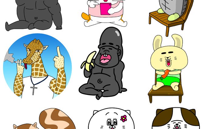 可愛い動物のイラスト、アイコン制作
