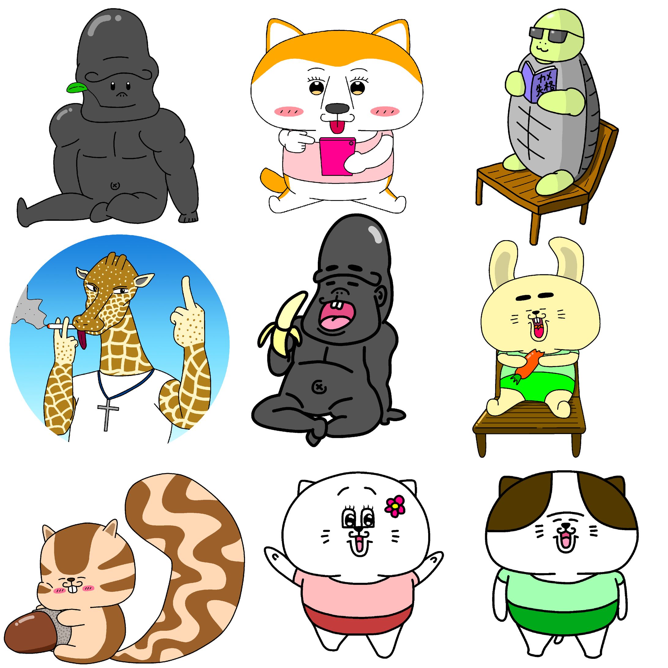 可愛い動物のイラスト、アイコン制作-1