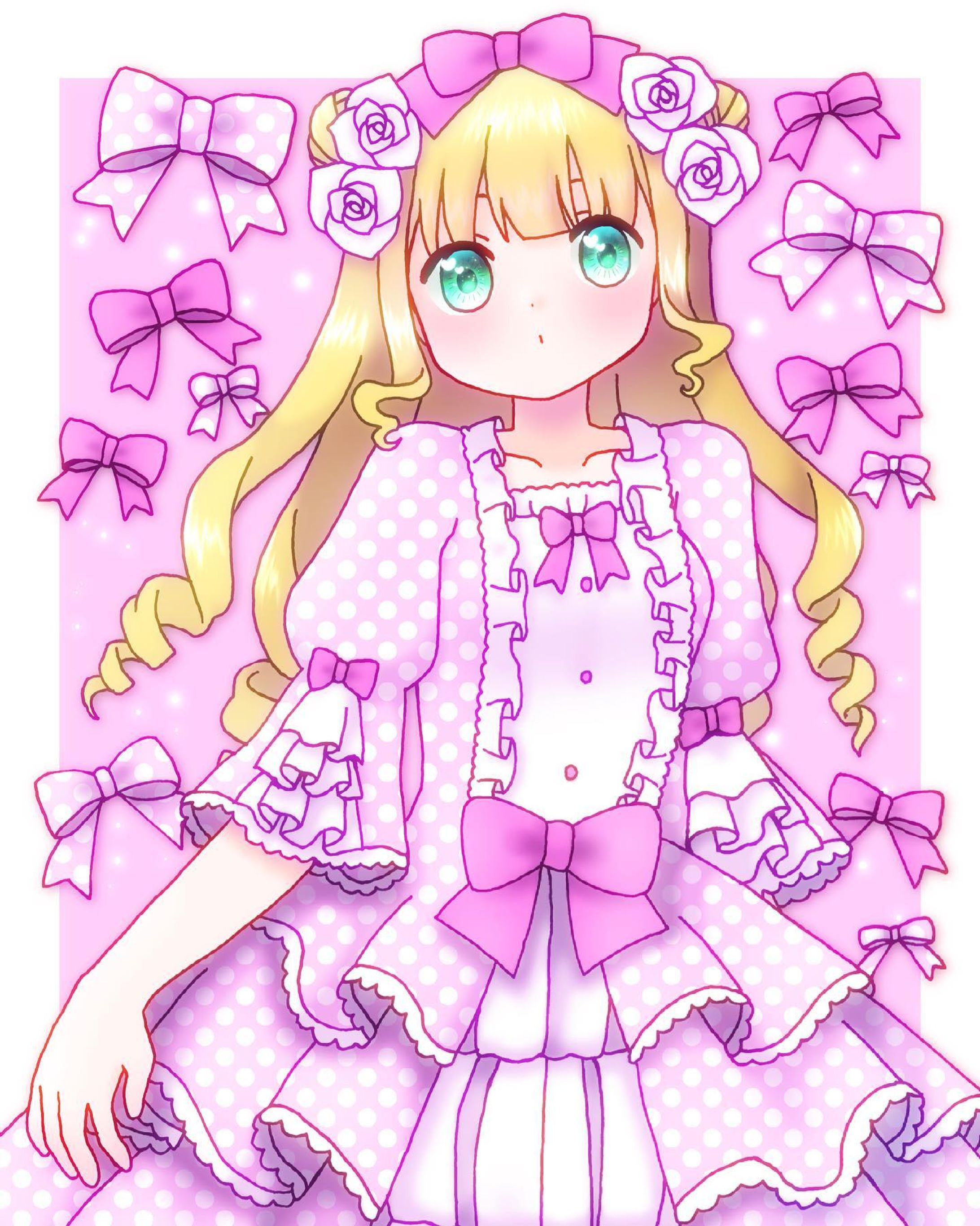 🎀　#イラスト　#お絵描き　#illustration #illust #女の子　#女の子イラスト　#オリジナル　#オリジナルイラスト　#オリジナル絵　#デジタル　#デジタルイラスト　#デジタル絵　#ロリィタ　#ロリィタファッション　#ロリータ　#ロリータファッション　#リボン　#フリル　#薔薇　#ピンク-1
