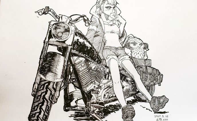 #illustration #drawing #pen #illust #bike #artgram #character