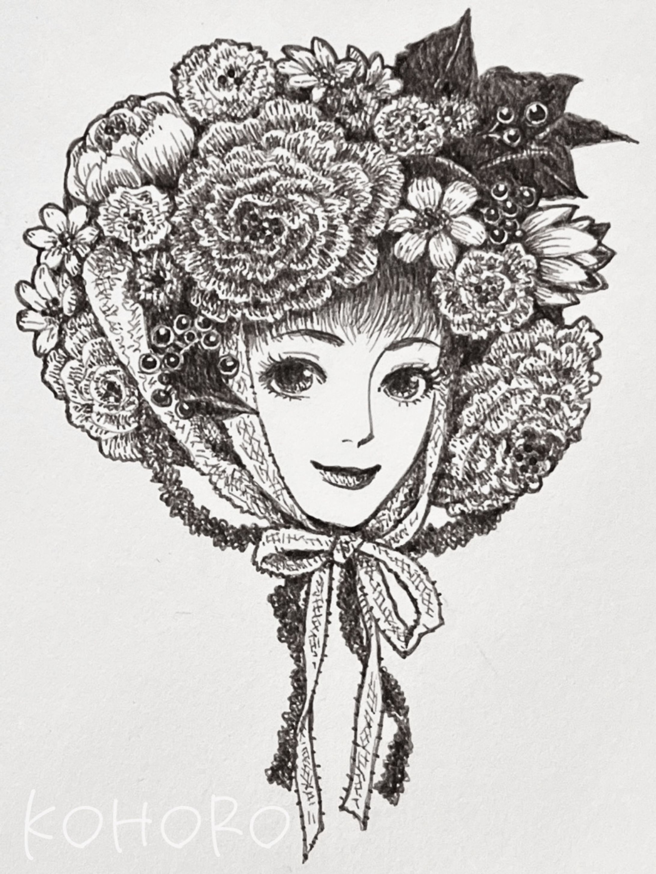 花とリボンと女の子-1