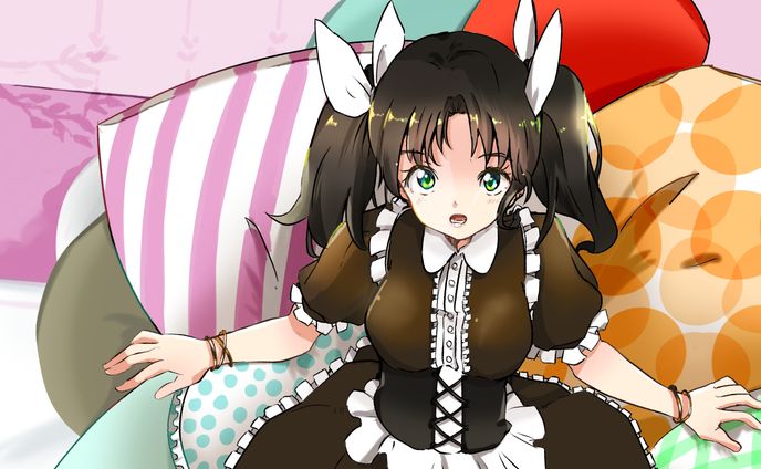 オリジナルイラスト メイドとクッション