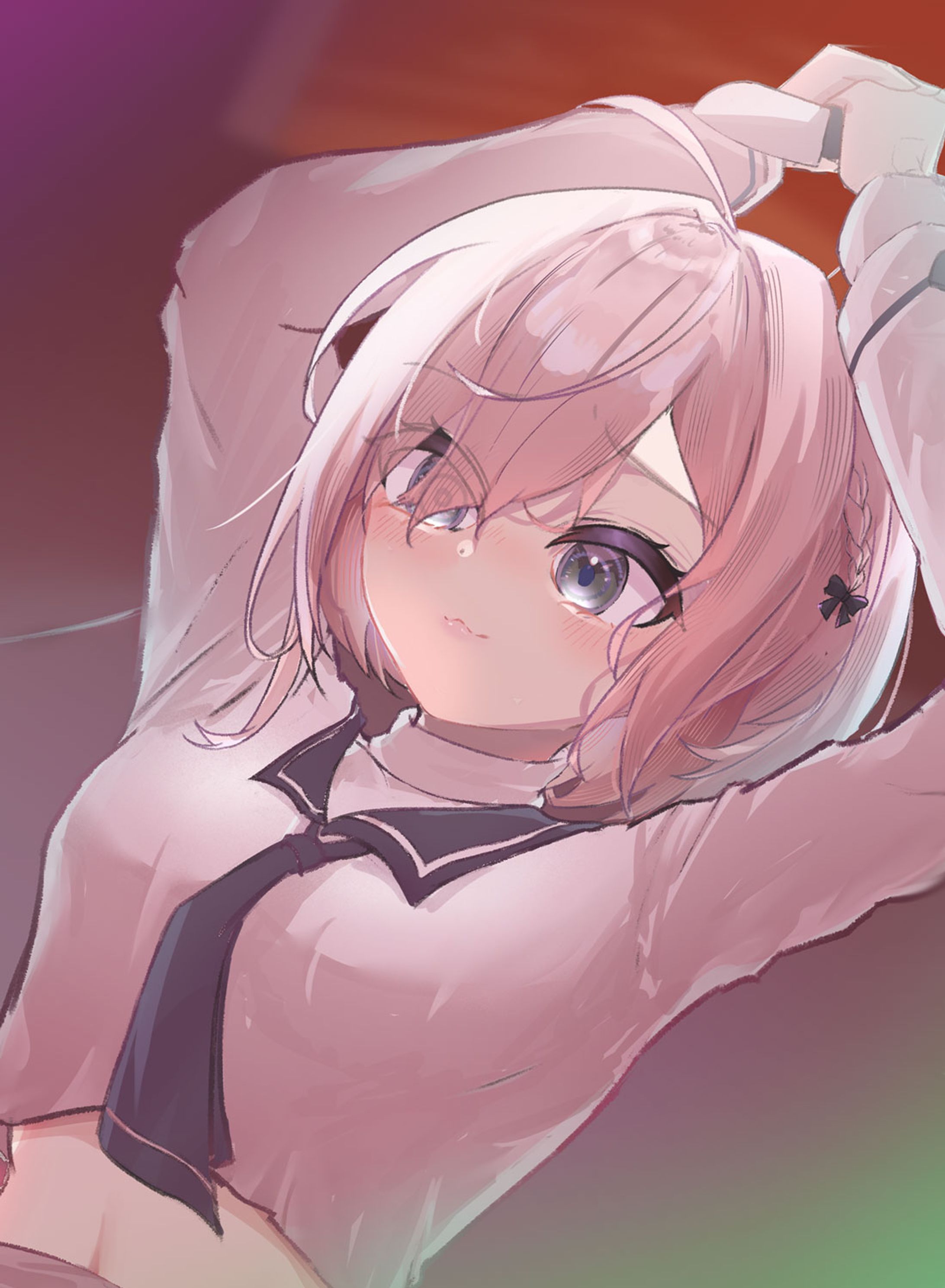 (Commission) Silver hair school girl with Knife-1