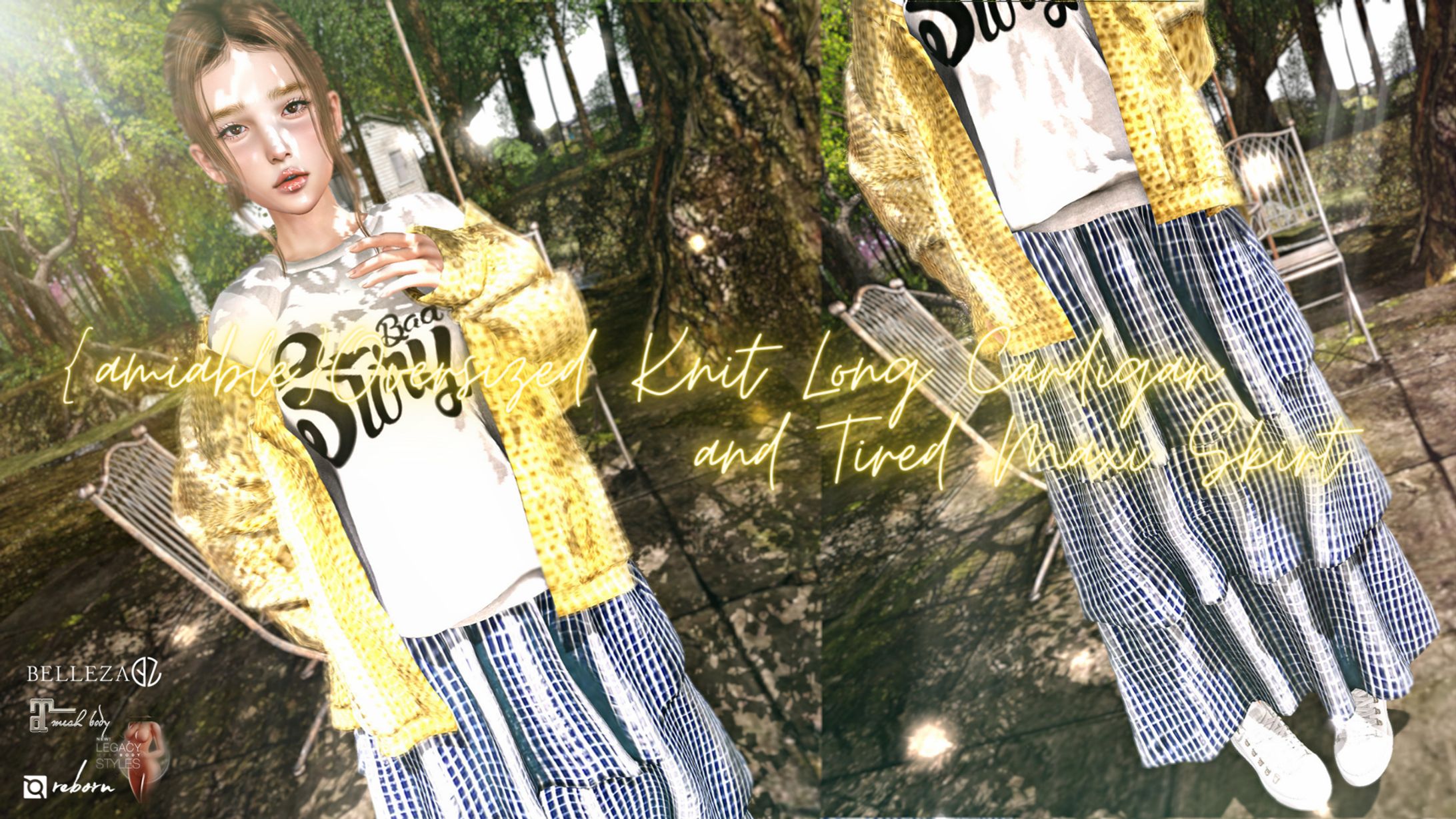 {amiable}Oversized Knit Long Cardigan & Tired Maxi Skirt@the Mainstore.-1