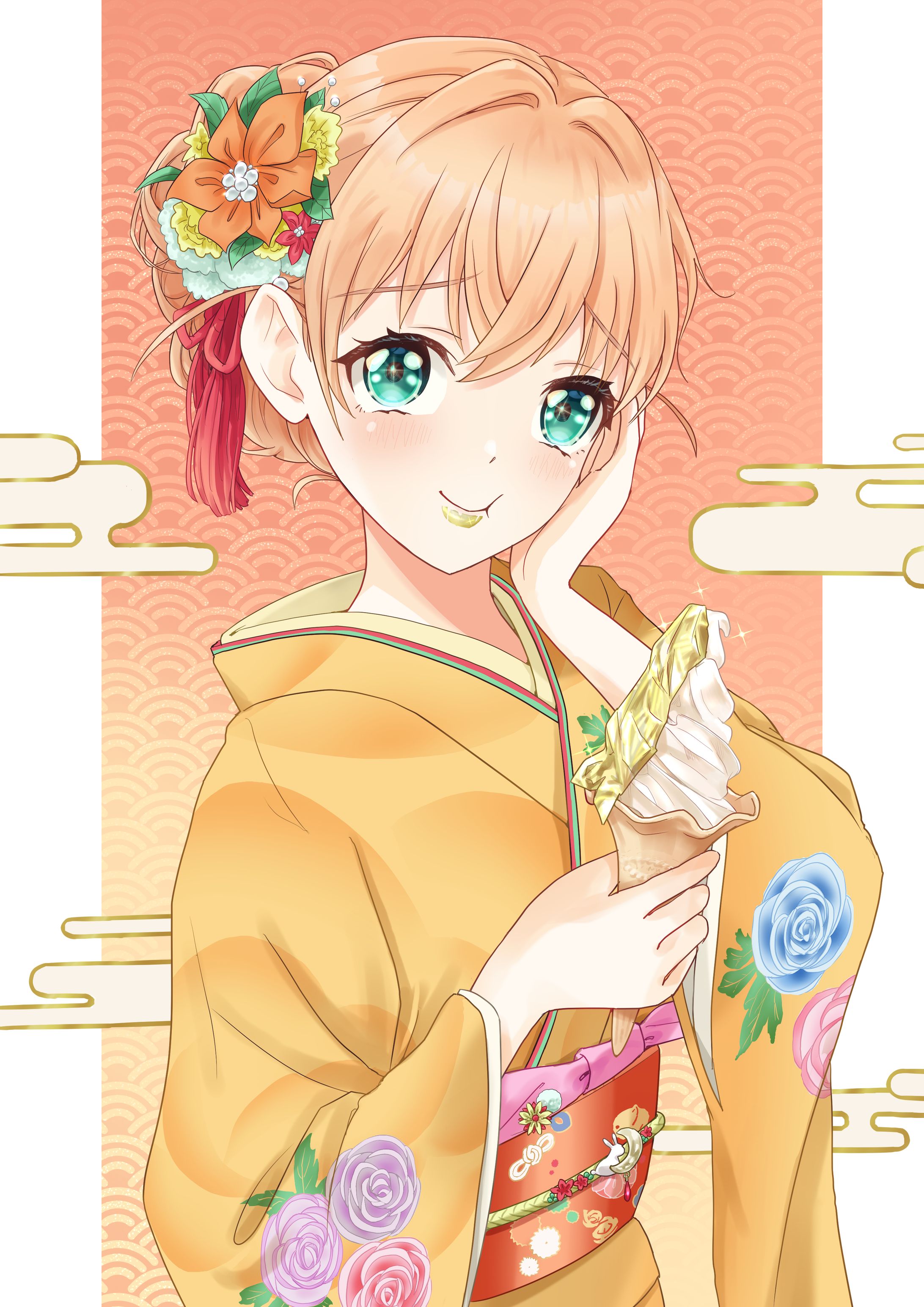 金箔ソフトを食べる花帆-1