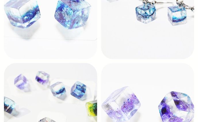 青色キューブ
#ハンドメイド #万年筆インク #レジン #ほしぼし廻屋