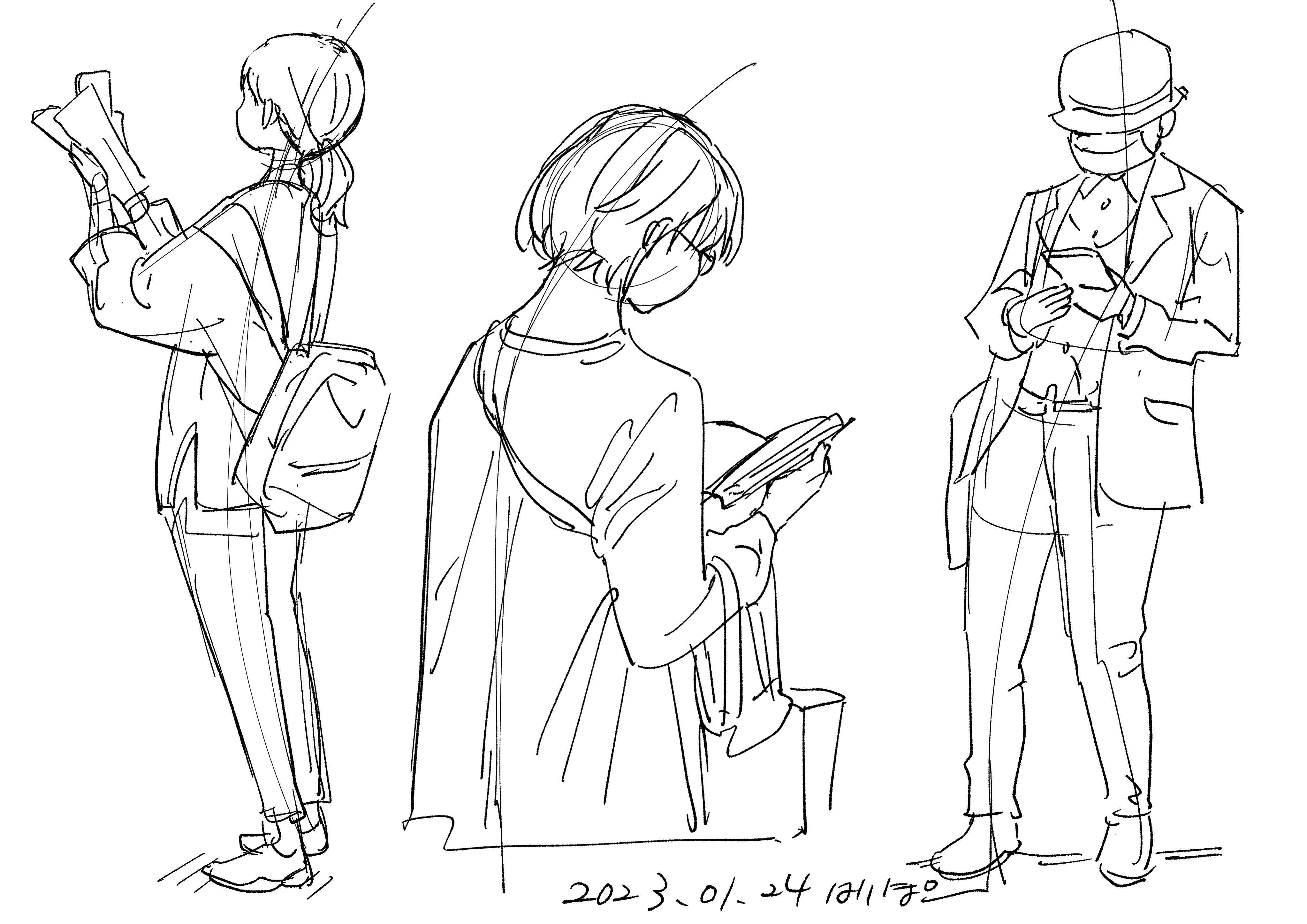 人物スケッチ（カフェスケッチ風）