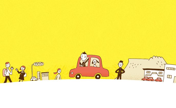 高松市の街並み（関西自動車学院 広告イラスト）