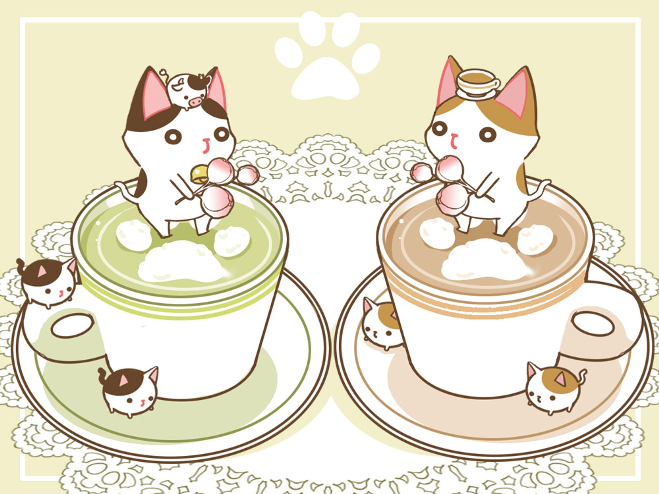 カフェラテな茶白と牛ねこ-1
