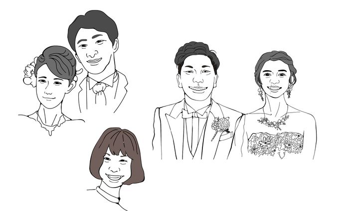 線画モノクロ似顔絵_イラスト