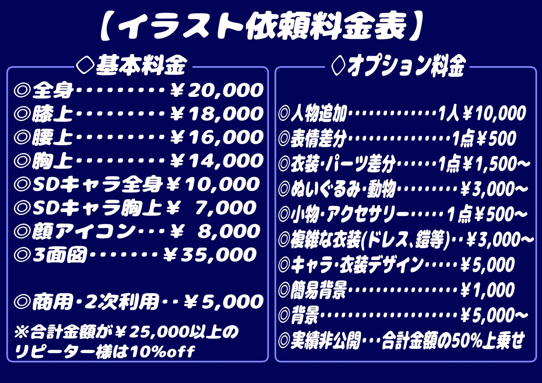 イラスト料金表-1