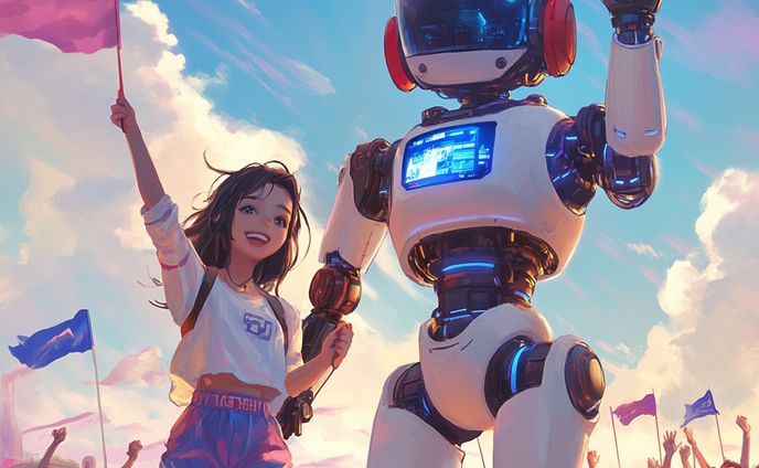 雲の上でAIロボットとイベント