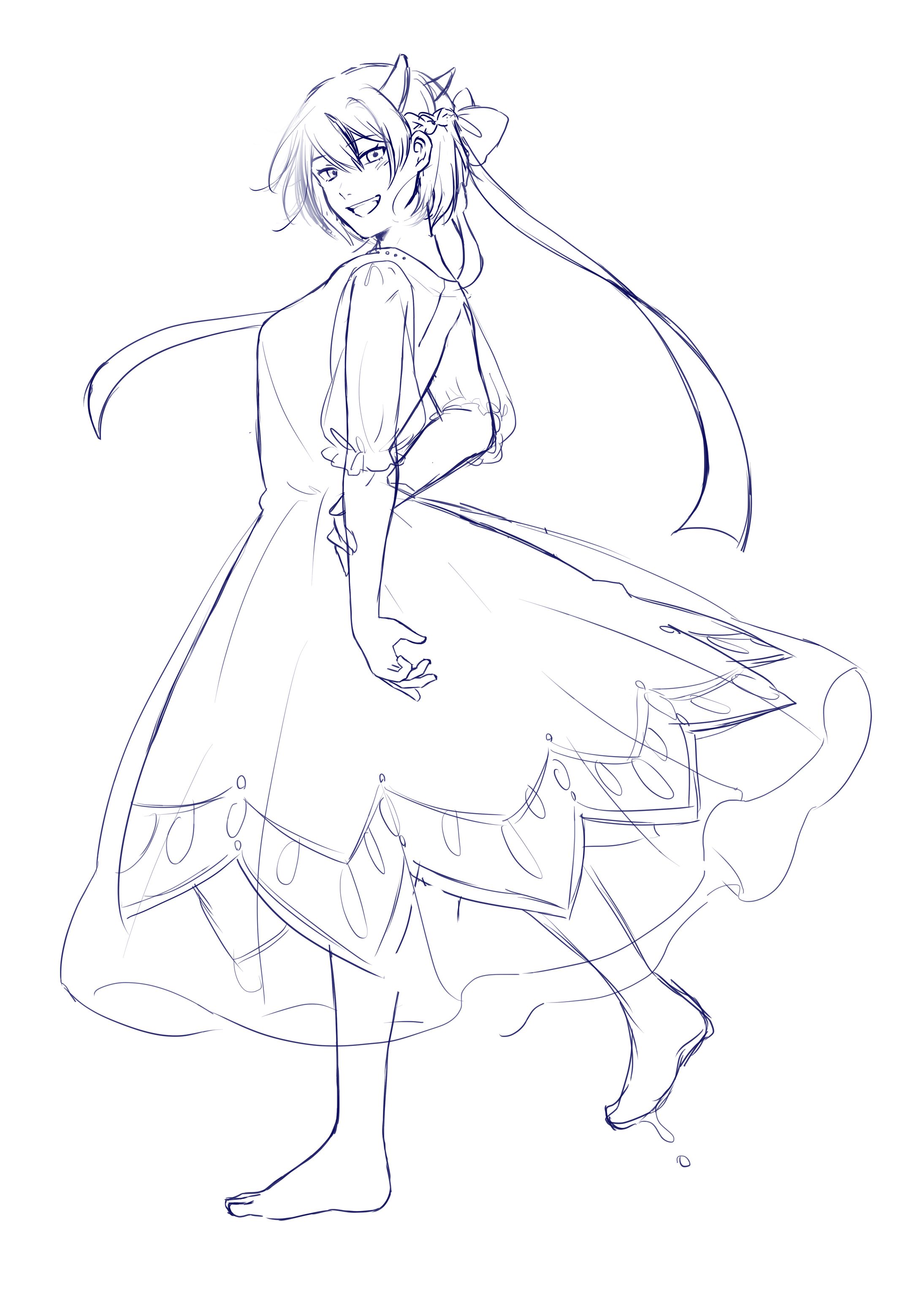 女子全身（下書き/色付き）-1