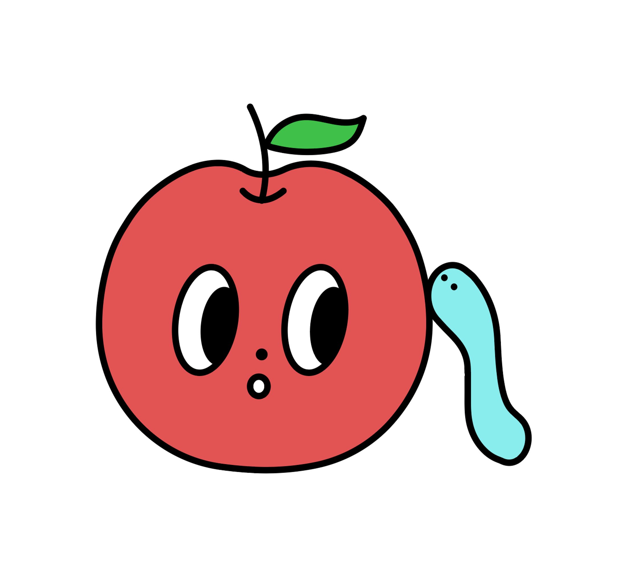 りんごイラストカット-1