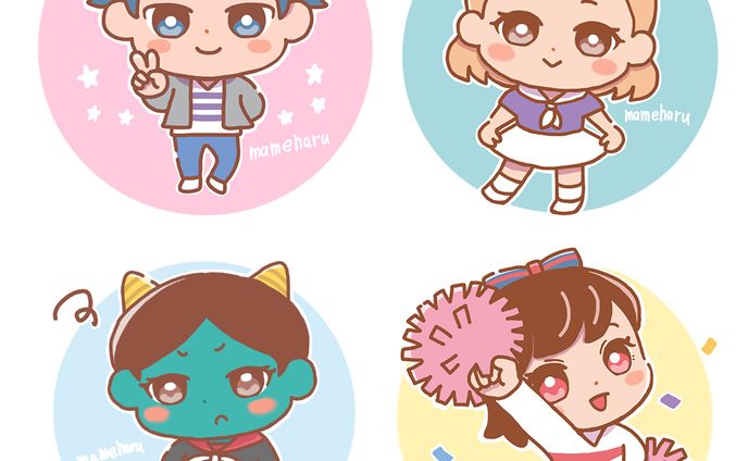 男性キャラクターミニキャライラスト背景付