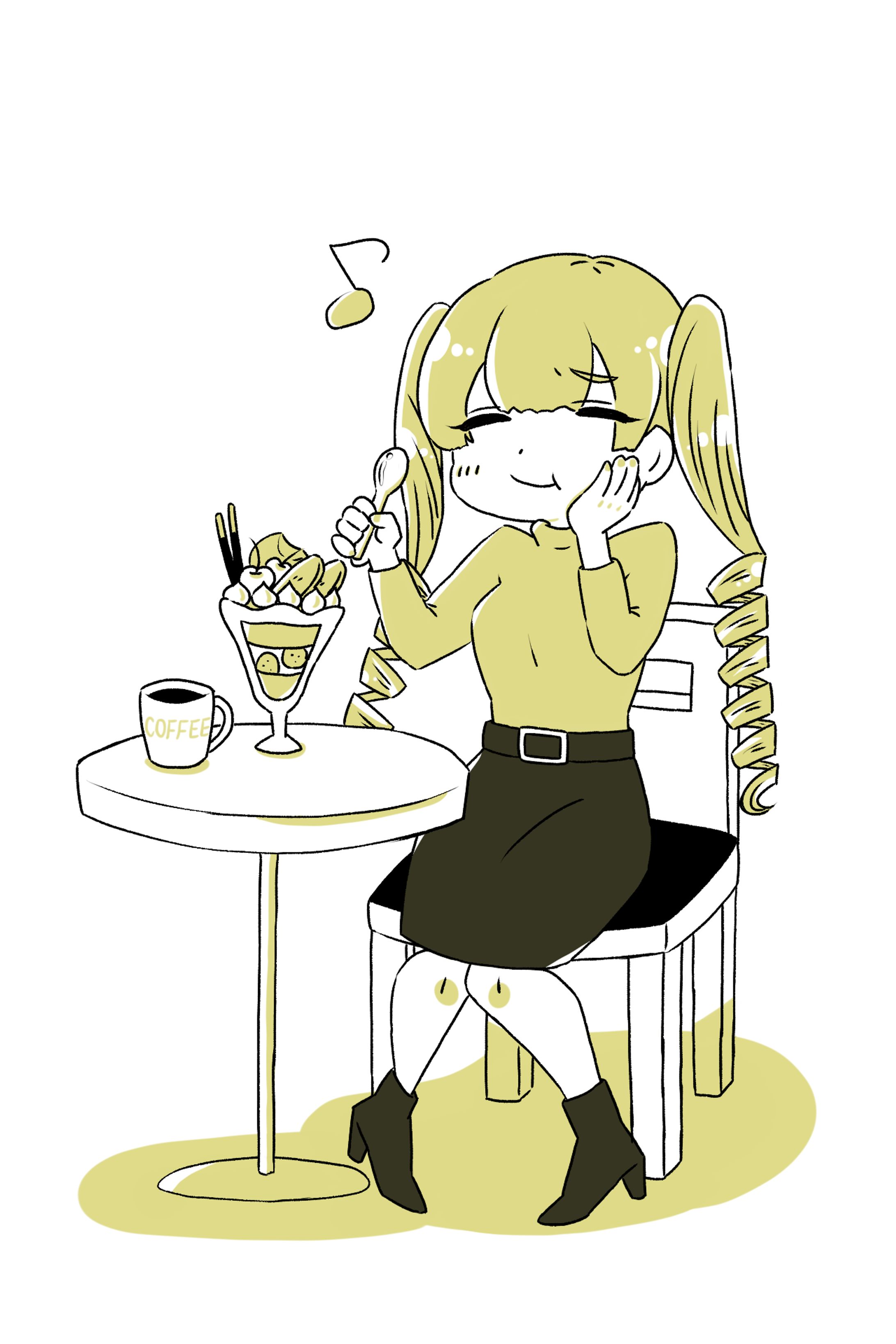 パフェを食べるディフォルメ系女子-1