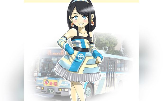 市電・市バス擬人化シリーズ。
鹿児島市交通局の「青バス」車両の擬人化です。
このストライプカラーのタイプ、今や車いす対応の黄色バスが主流となっていますので、もはや過去の産物となってきてはおります。。。
ベースはUDの820番台の車両イメージしています。
そもそも水色のストライプなのに、なぜ「青バス」と呼ぶのか？について。
交通局のホームページ、市バスの発足の項目に、以下のようにあります。
・昭和4年12月31日自動車運送事業の営業開始(路線延長15.353km、車両8両)。運賃は6銭(電車と共通)。
・昭和6年4月8日鹿児島乗合自動車株式会社の「青バス」を買収し市内バスを一手に運行を始める。
ということで、もともと「青バス」を買収して作られているので、青色のカラーには特別な意味があります。そのことを汲んで、今でも青系のカラーリングが施されると「青バス」と呼びたくなるのです。
キャラクターデザインですが、元車のカラーデザインをそのまま引用です。このストライプライン柄、よく見るとすごく凝ってるんですよね。一見左右対称のように見えますが、実は左右と屋根の上と前後ろに、すべて繋がったラインで構成されております。つまり、立方体のバス車体対して立体的にデザインされたラインなのです。機会があれば実車をよく観察してみてください。
細かい部分では、イヤリングが左右の前ウインカーレンズユニットです。
靴は1163同様、タイヤとホイールの配色です。
名前、一応考えたのは「水縞あおば」。水色縞柄の青バス、から。
こちらも地味ながらお気に入りのキャラクターです。

#miyakenne #擬人化市電バス #各キャラ詳細解説

#kagoshima_art #サムシング5周年 #イラスト ＃ギャラリー #鹿児島 #天文館