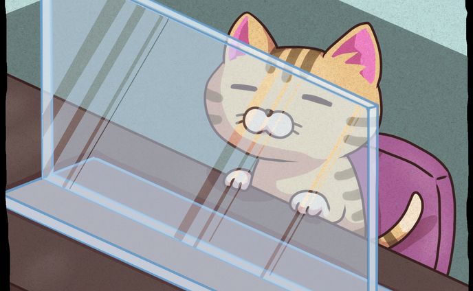 アクリル絵の具、ねこ
