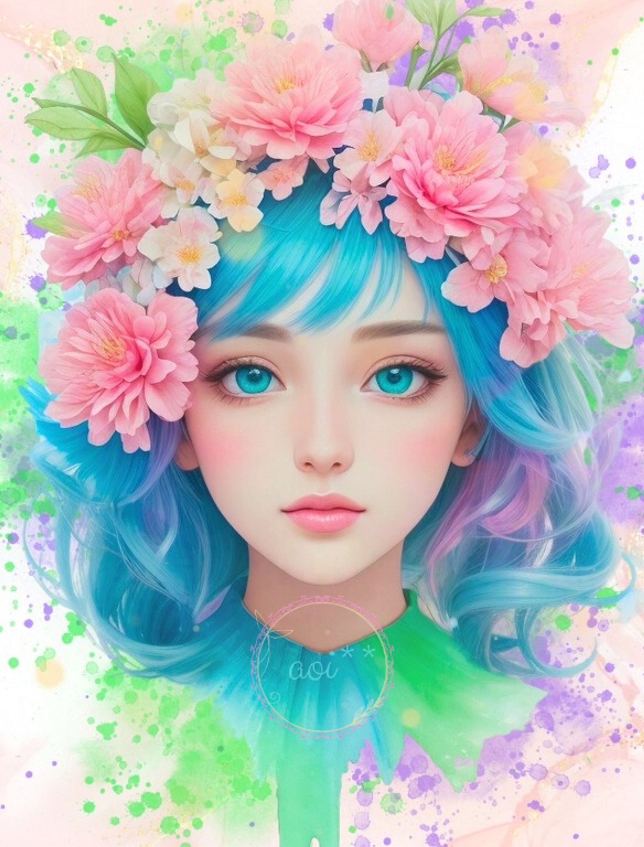 花と少女（Blue）-1