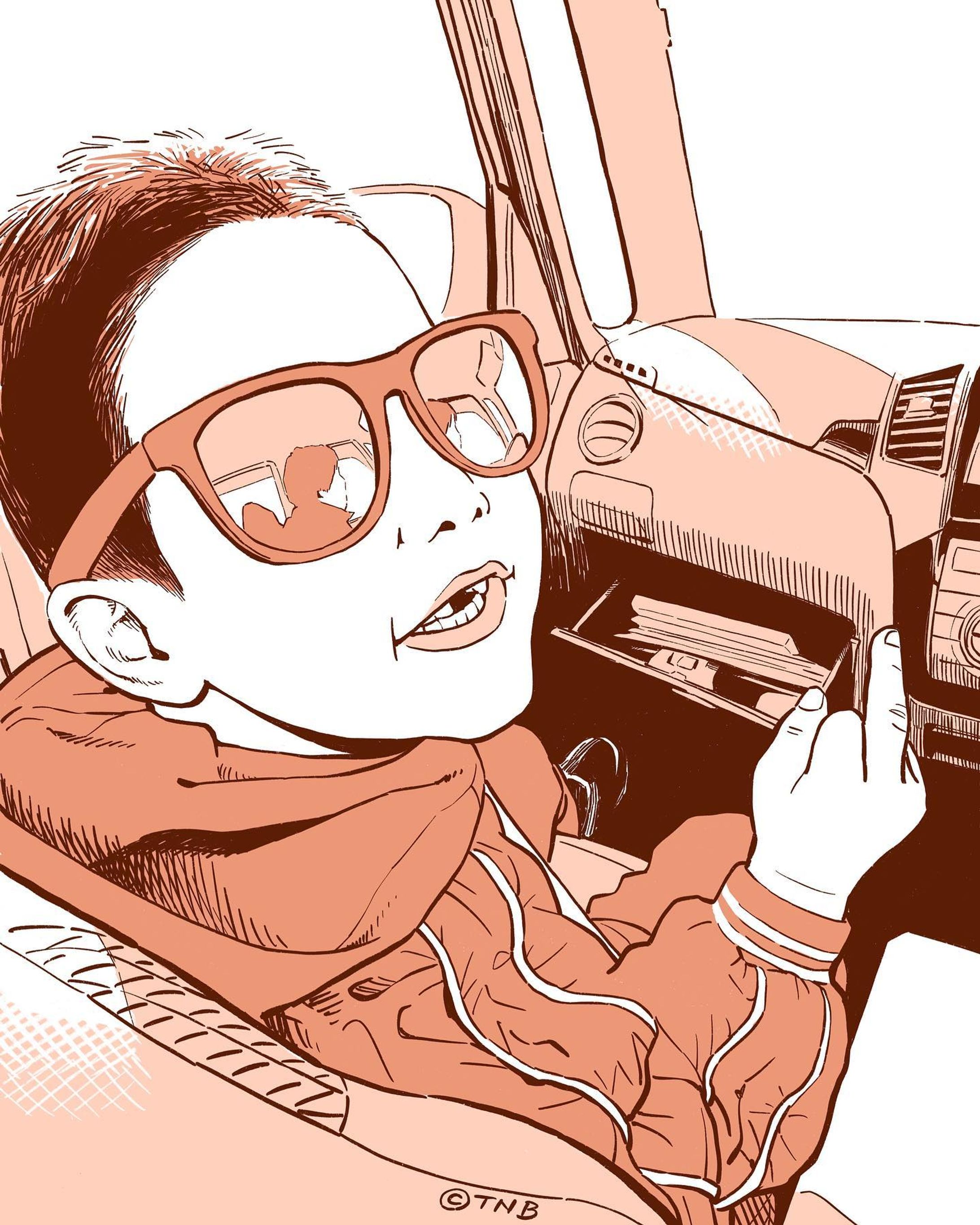 in the car
#うちの息子のポートレイト
#illustration #portrait #boy-1