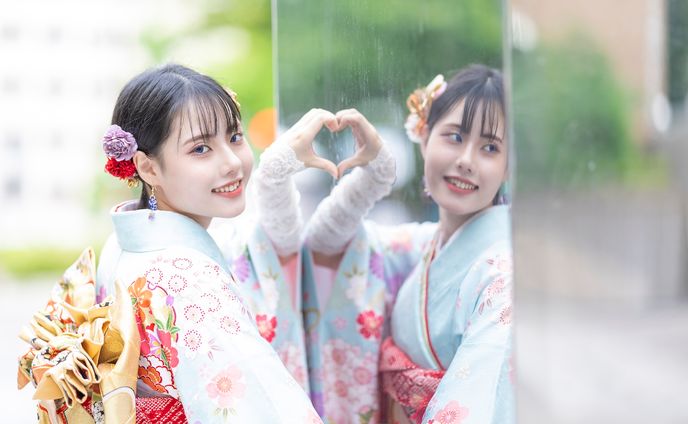 水色振袖＠日本大通り