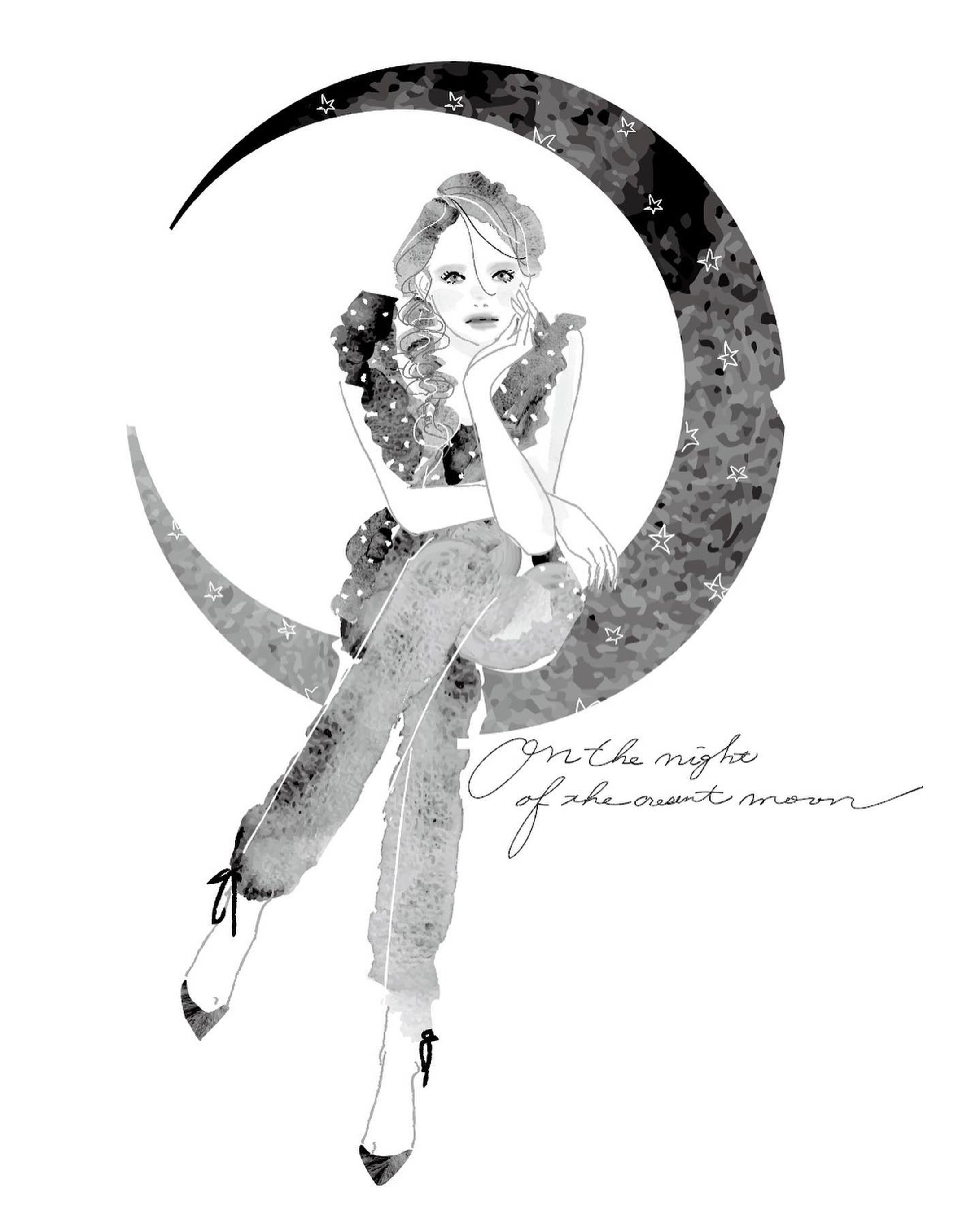 本日artbook事務局(@artbook_jp )様より発売の「monochrome2023」に掲載させていただいております。

奇しくも昨日は中秋の名月で満月でしたが三日月もお楽しみください🌕

また10/1からは原画展にも参加販売いたします。
掲載作家さん方のすてきな作品もたくさん展示されます。
お気軽にお越しください。

【monochrome 2023】
2023.10.1-10.25 13:00-19:00
渋谷区恵比寿3-2-1 EBISU321 2F
artbook事務局ギャラリー-1